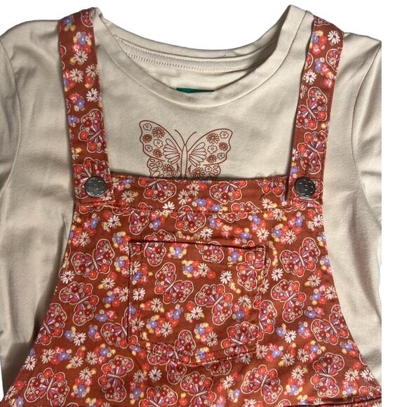 365 Kids Garanimals Girls Size 8 Shortall Orange Beige Set 2-Piece shorts shirt - Picture 10 of 11